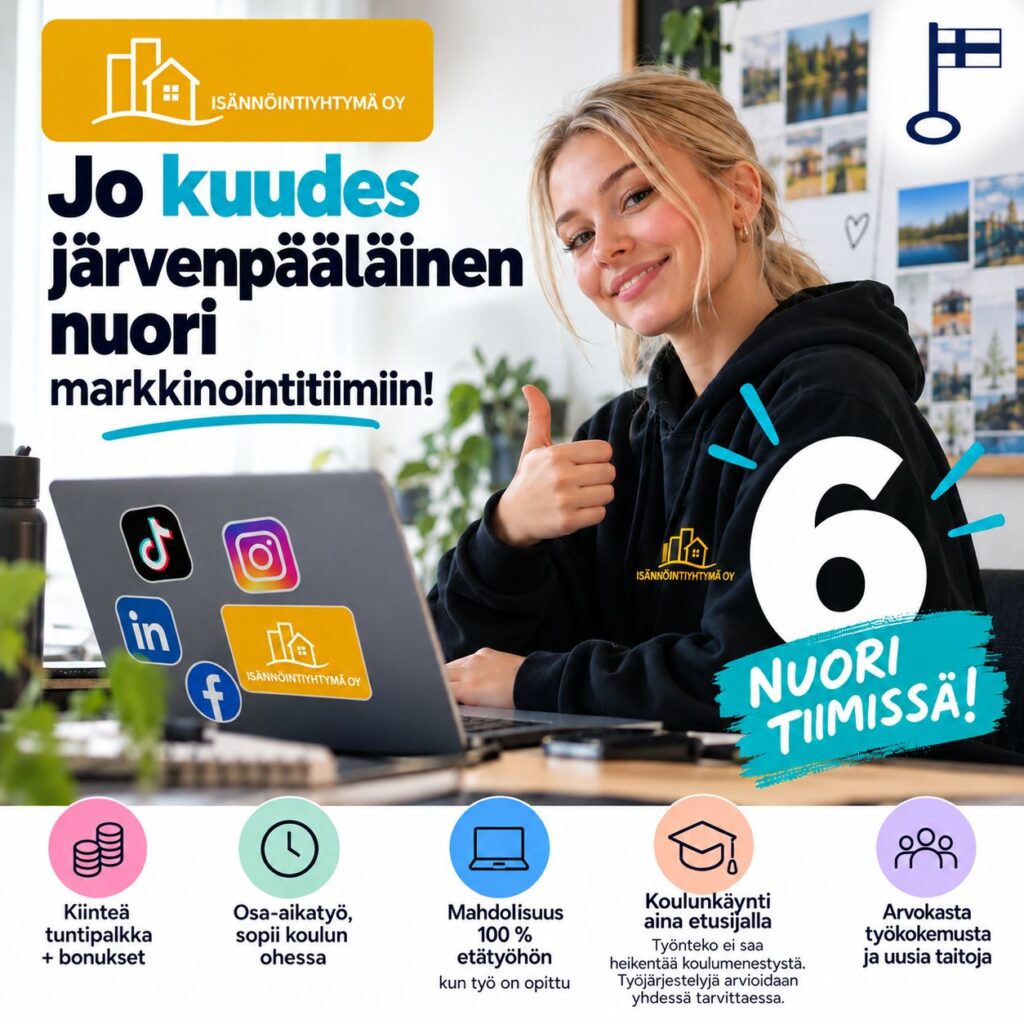 Isännöintiyhtymä palkkaa jo kuudennen järvenpääläisen nuoren markkinointitiimiinsä
