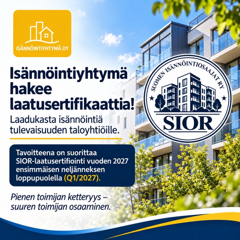 Isännöintiyhtymä hakee laatusertifikaattia!
